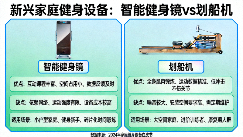 智能健身镜、划船机等新兴家庭健身设备的优缺点及适用场景分析